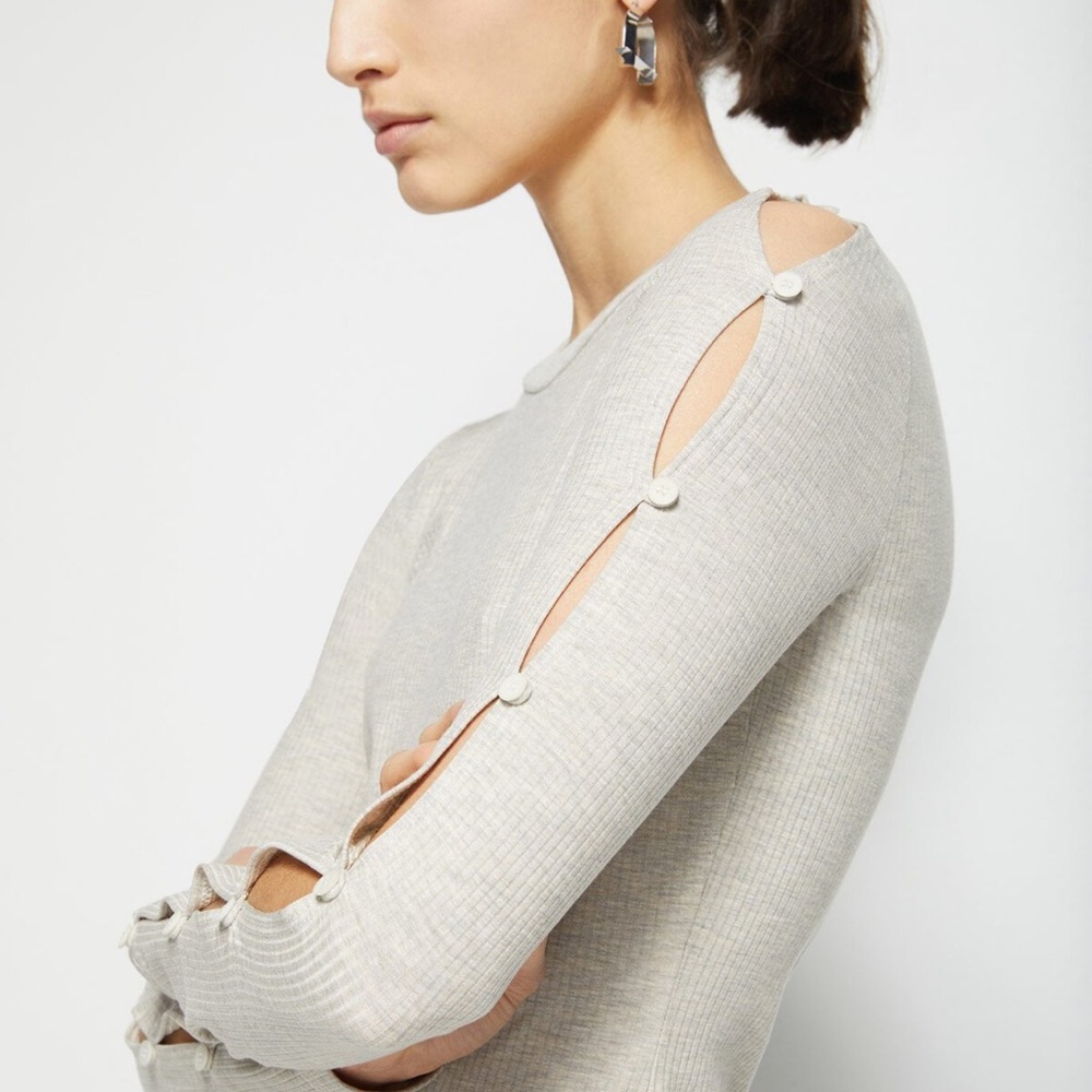 Jonathan Simkhai Robbed Button Sleeves Crew Neck - image 3